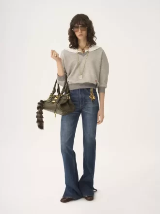 Collar sweater in chiné fleece