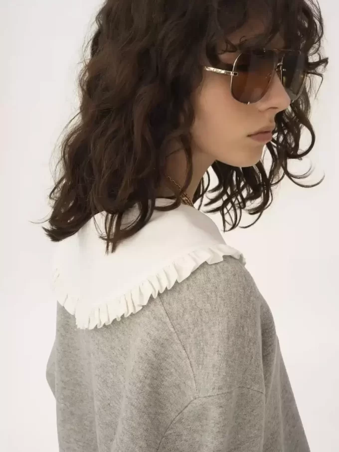 Collar sweater in chiné fleece Collar sweater in chiné fleece