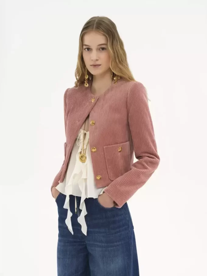 Cropped boxy jacket in velvet Cropped boxy jacket in velvet