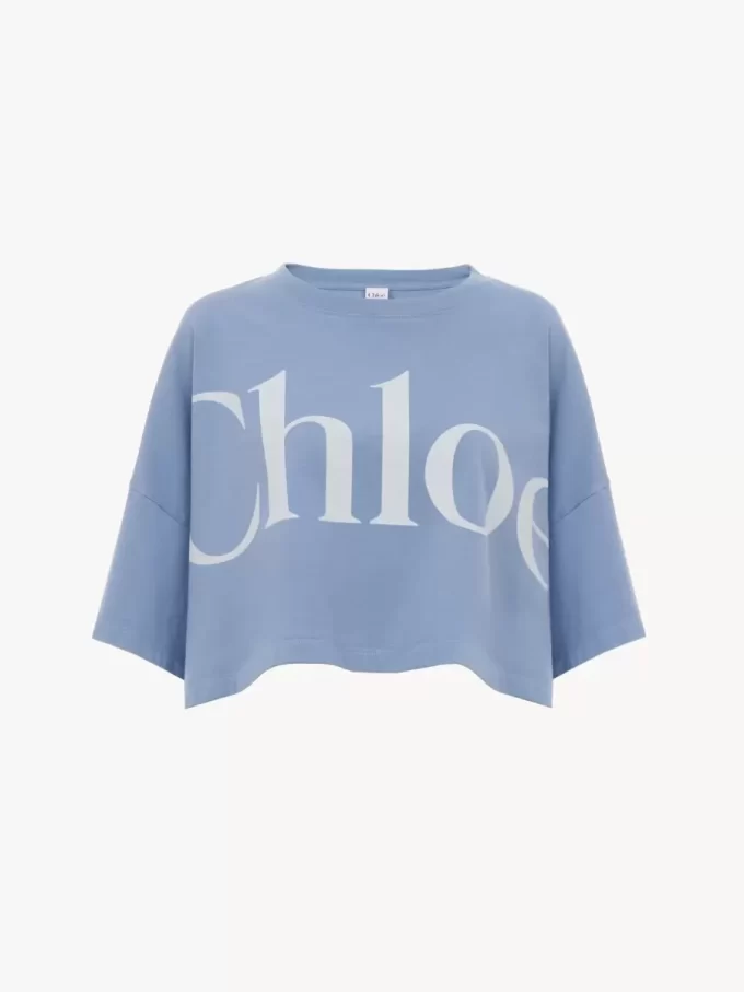 Cropped boxy logo T-shirt in cotton jersey Cropped boxy logo T-shirt in cotton jersey