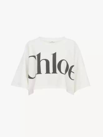 Cropped boxy logo T-shirt in cotton jersey