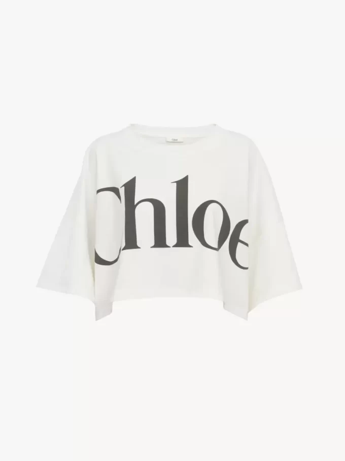 Cropped boxy logo T-shirt in cotton jersey Cropped boxy logo T-shirt in cotton jersey