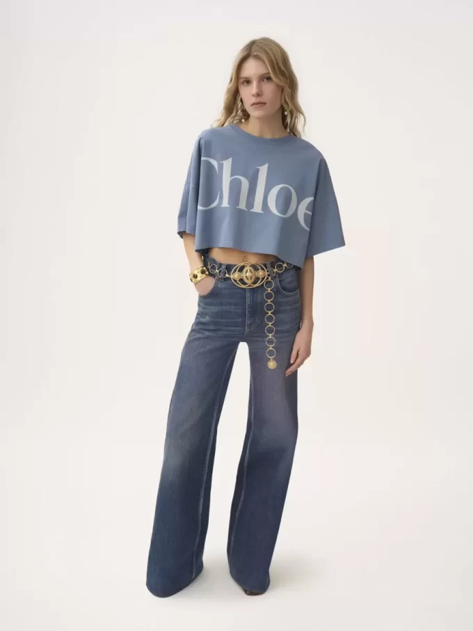 Cropped boxy logo T-shirt in cotton jersey Cropped boxy logo T-shirt in cotton jersey