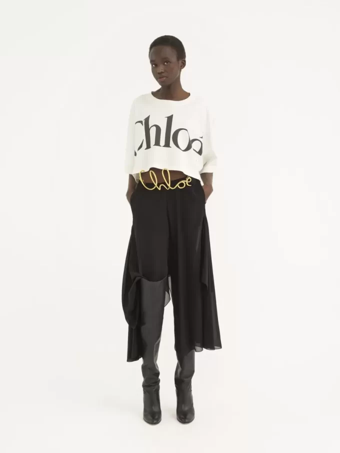 Cropped boxy logo T-shirt in cotton jersey Cropped boxy logo T-shirt in cotton jersey