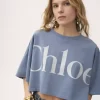 Cropped boxy logo T-shirt in cotton jersey Cropped boxy logo T-shirt in cotton jersey