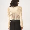 Cropped fitted jacket in silk duchess satin & lace Cropped fitted jacket in silk duchess satin & lace