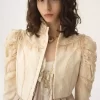 Cropped fitted jacket in silk duchess satin & lace Cropped fitted jacket in silk duchess satin & lace