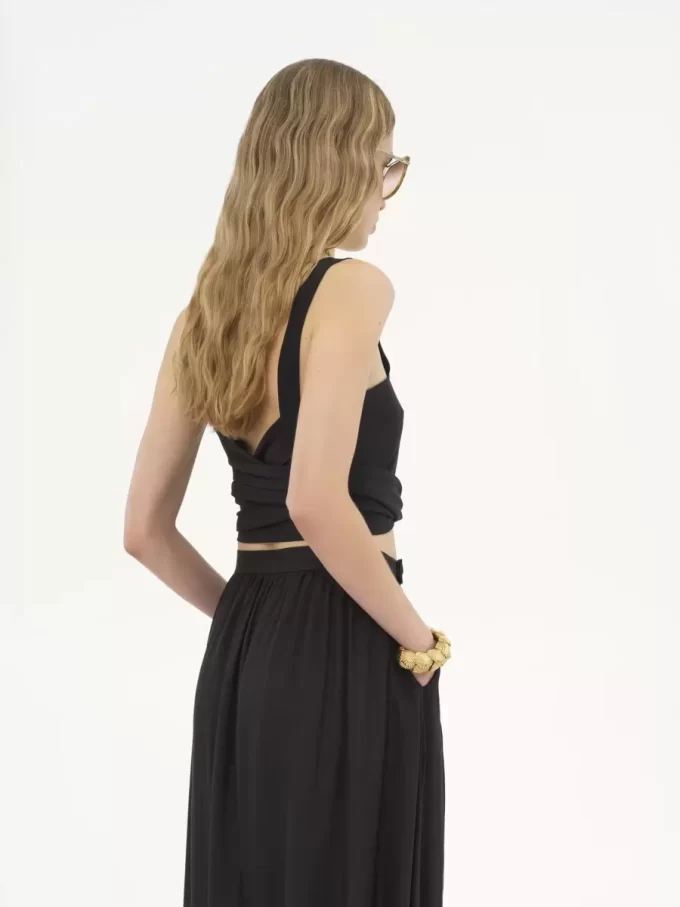 Cropped front-tie tank top in crêpe de chine Cropped front-tie tank top in crêpe de chine