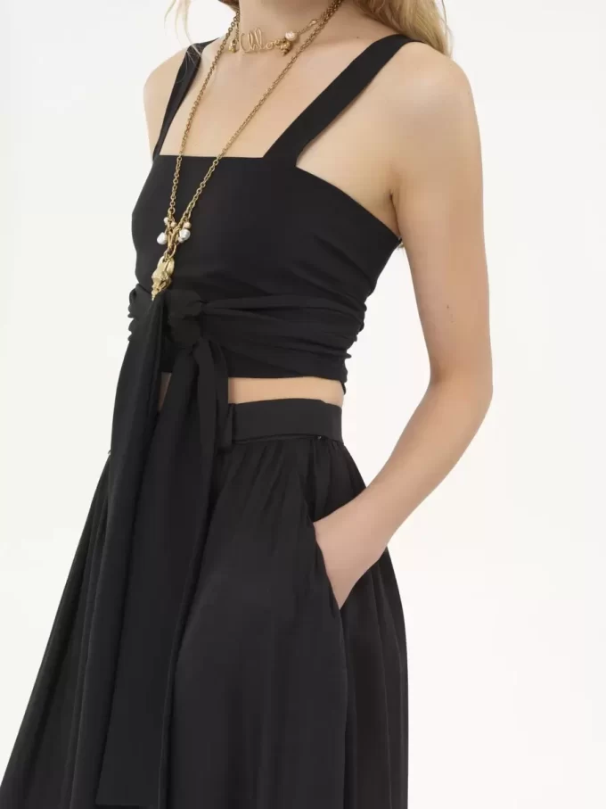 Cropped front-tie tank top in crêpe de chine Cropped front-tie tank top in crêpe de chine