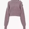 Cropped mock-neck sweater in a merino wool knit Cropped mock-neck sweater in a merino wool knit