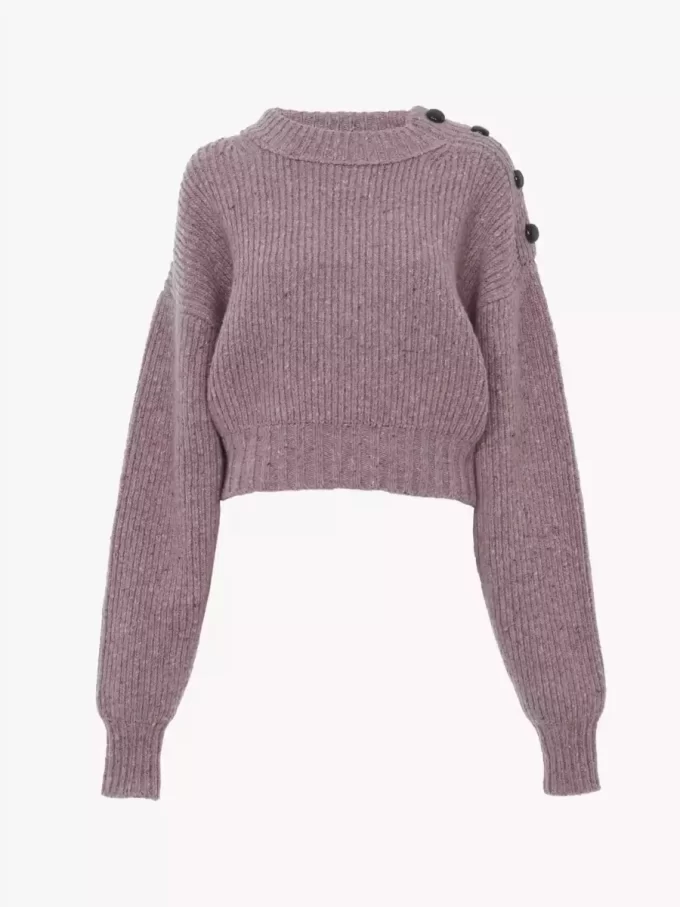 Cropped mock-neck sweater in a merino wool knit Cropped mock-neck sweater in a merino wool knit