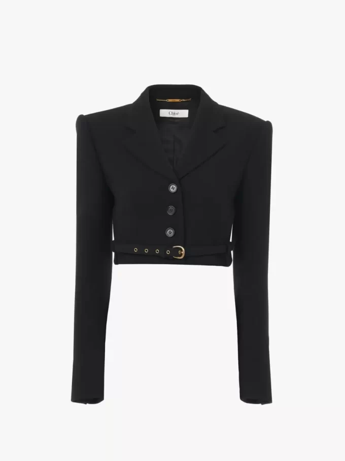 Cropped Spencer jacket in wool crêpe Cropped Spencer jacket in wool crêpe