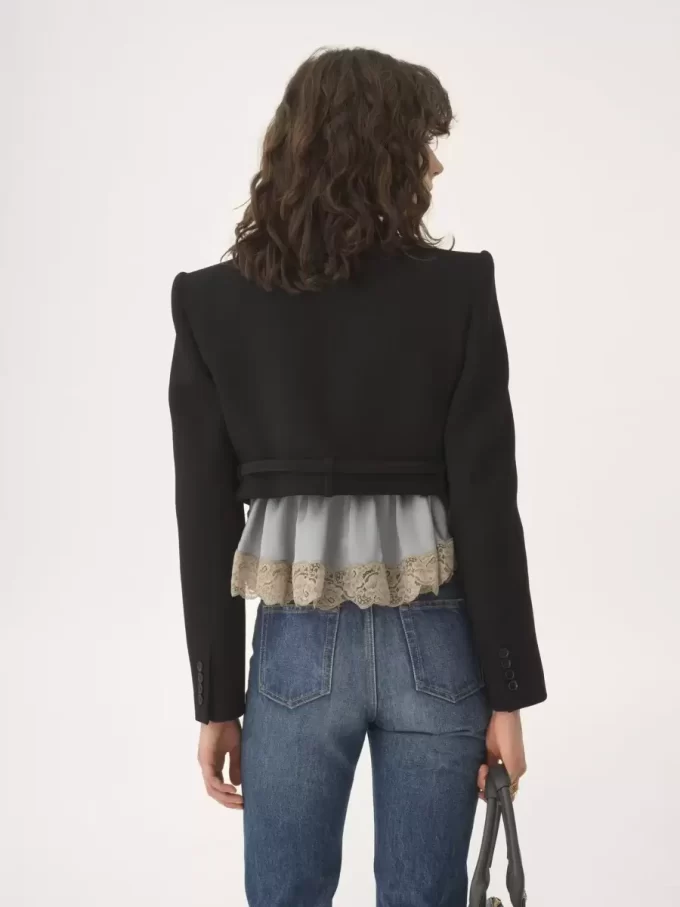 Cropped Spencer jacket in wool crêpe Cropped Spencer jacket in wool crêpe