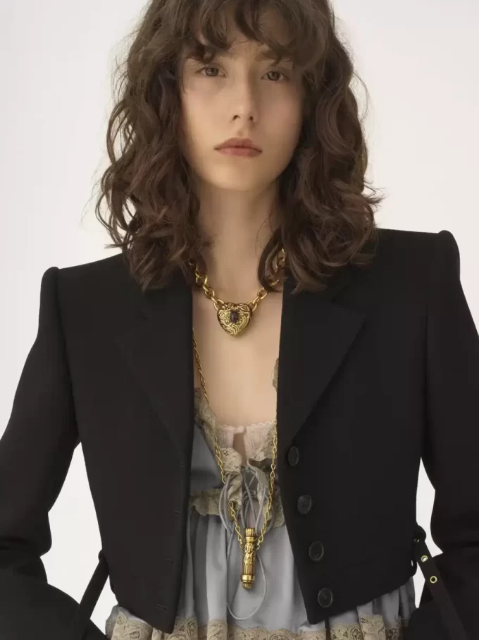 Cropped Spencer jacket in wool crêpe Cropped Spencer jacket in wool crêpe