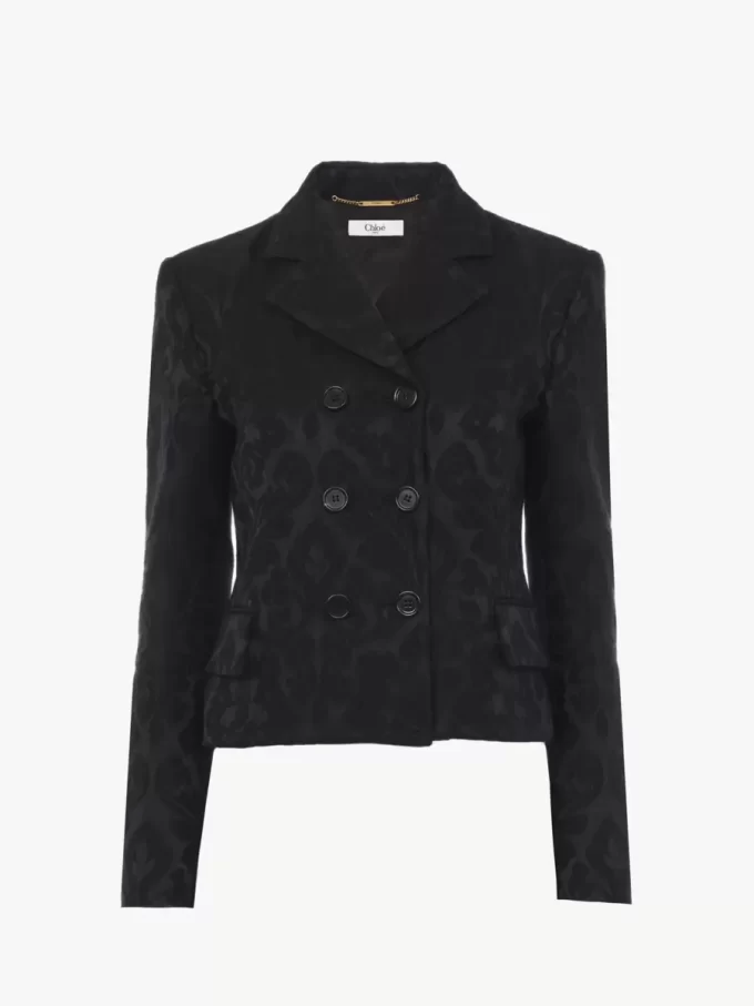 Double-breasted fitted jacket in a wool-mix jacquard Double-breasted fitted jacket in a wool-mix jacquard