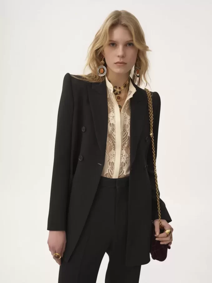 Double-breasted tailored jacket in a crêpe mix