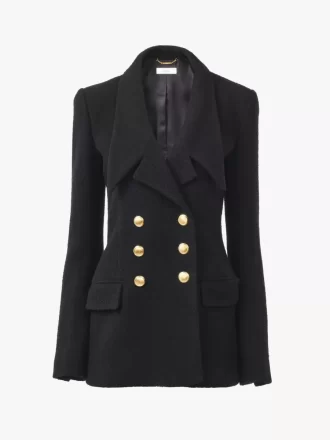 Double-breasted tailored jacket in wool bouclette