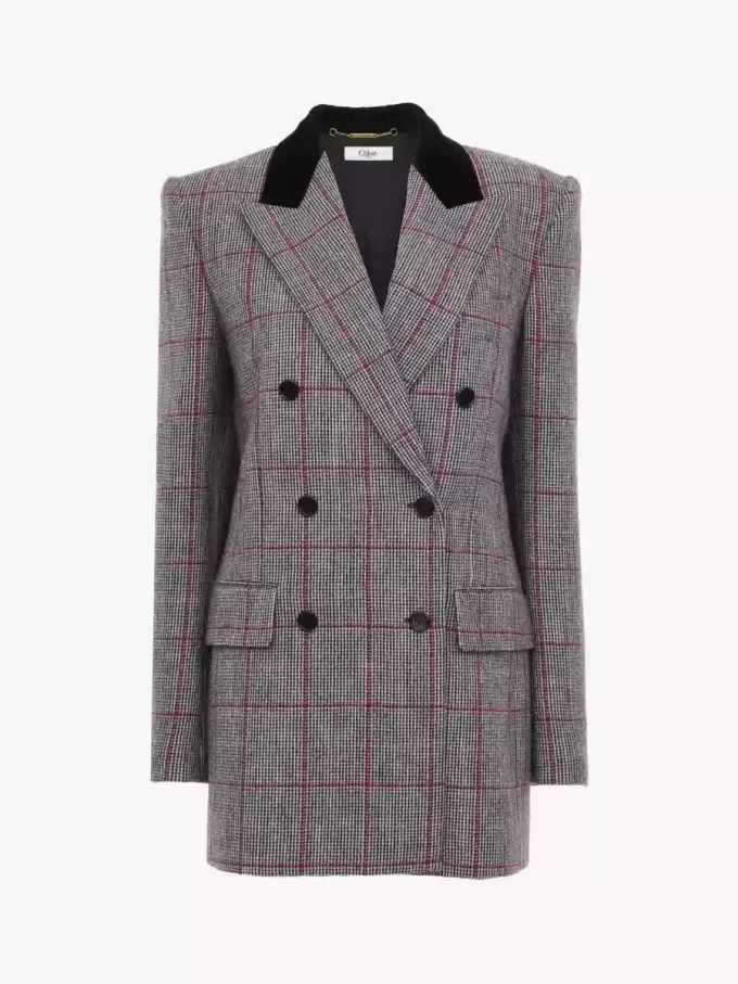 Double-breasted tailored jacket in wool check Double-breasted tailored jacket in wool check
