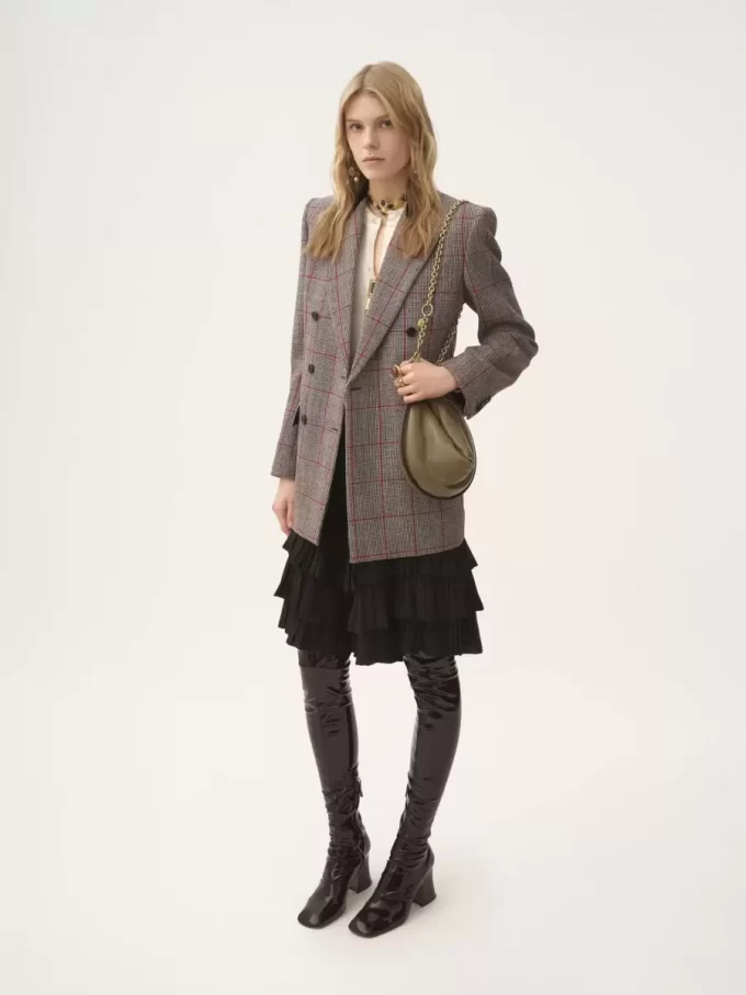 Double-breasted tailored jacket in wool check Double-breasted tailored jacket in wool check