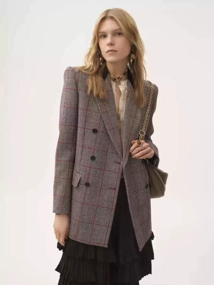 Double-breasted tailored jacket in wool check Double-breasted tailored jacket in wool check