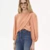 Draped cropped top in crêpe de chine Draped cropped top in crêpe de chine