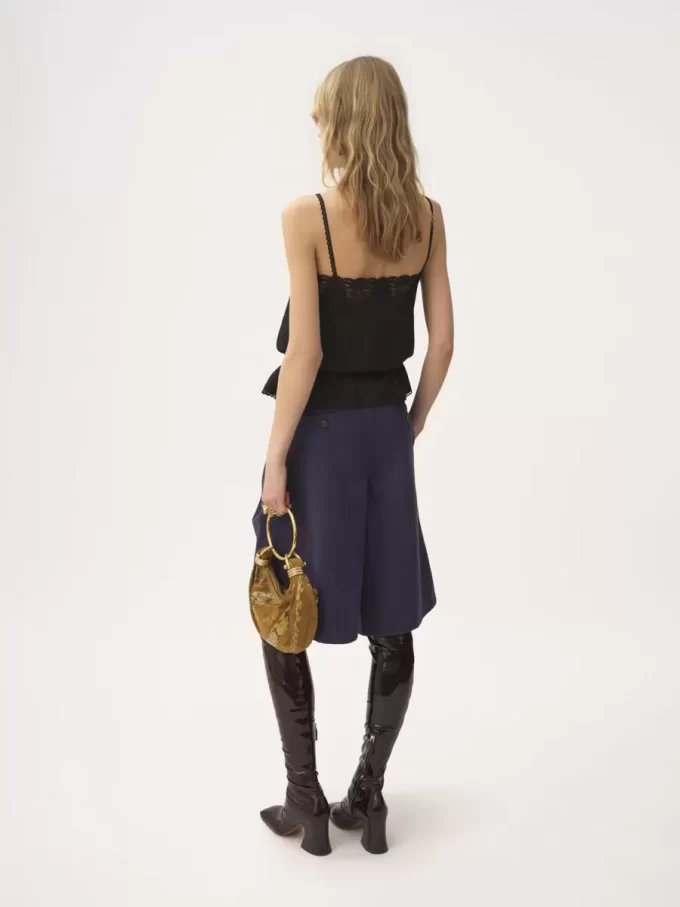 Drawstring camisole top in silk jacquard & lace Drawstring camisole top in silk jacquard & lace