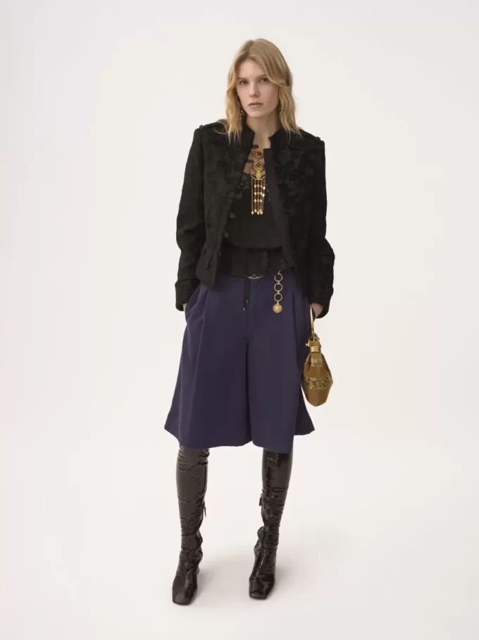 Drawstring camisole top in silk jacquard & lace Drawstring camisole top in silk jacquard & lace