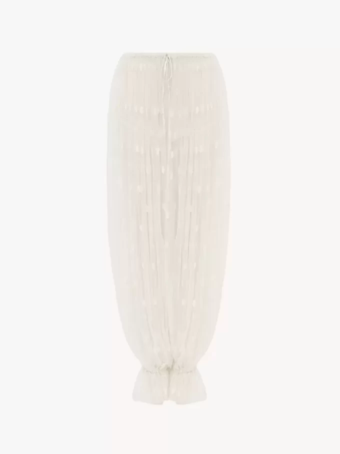 Drawstring pants in embroidered lace Drawstring pants in embroidered lace