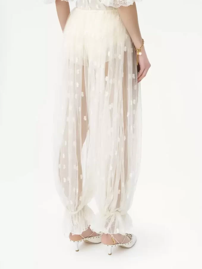 Drawstring pants in embroidered lace Drawstring pants in embroidered lace