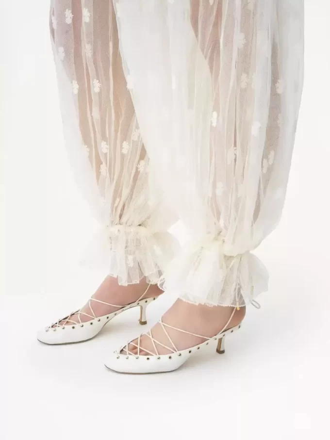 Drawstring pants in embroidered lace Drawstring pants in embroidered lace