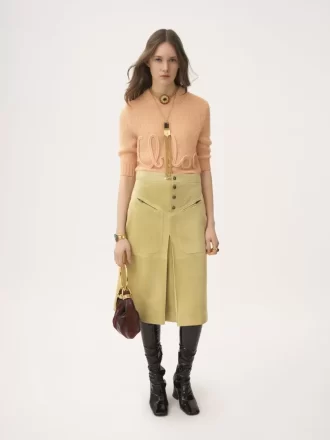 Elbow-sleeve logo sweater in alpaca wool & silk knit