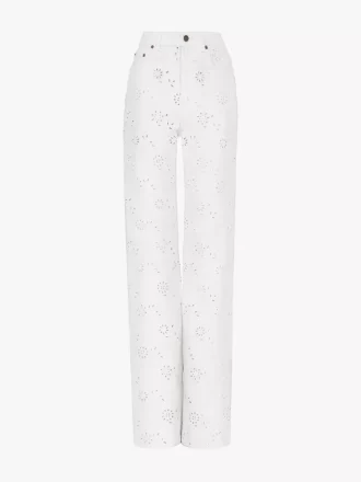 Embroidered cropped jeans in denim