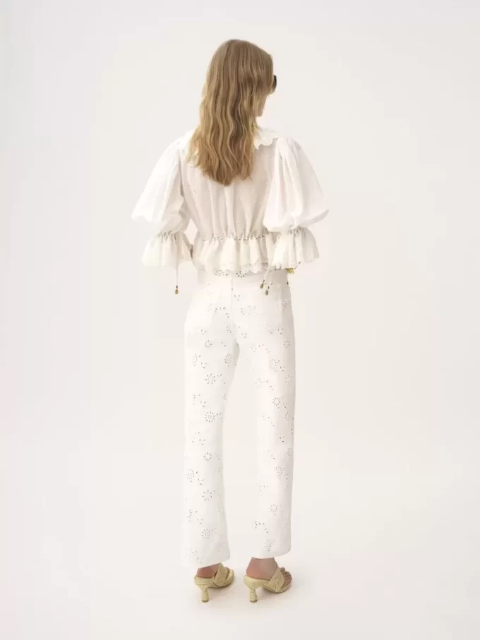 Embroidered cropped jeans in denim Embroidered cropped jeans in denim