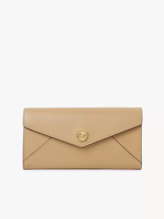 Envelope long wallet with flap in grained leather