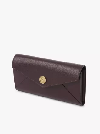 Envelope long wallet with flap in grained leather