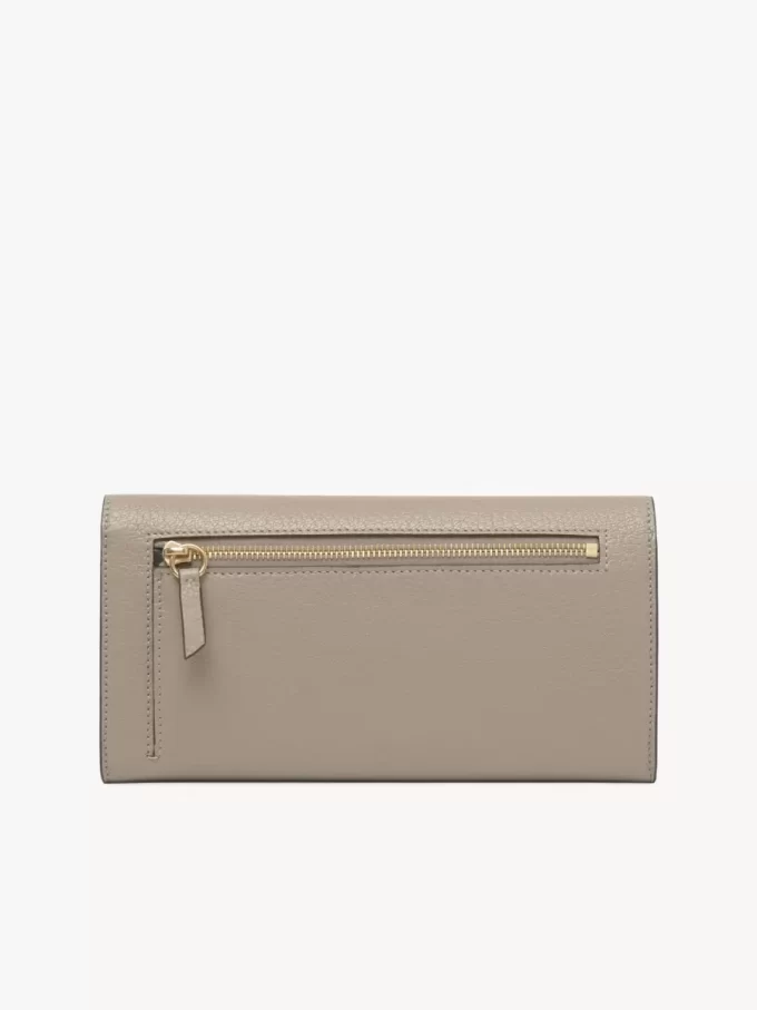 Envelope long wallet with flap in grained leather Envelope long wallet with flap in grained leather