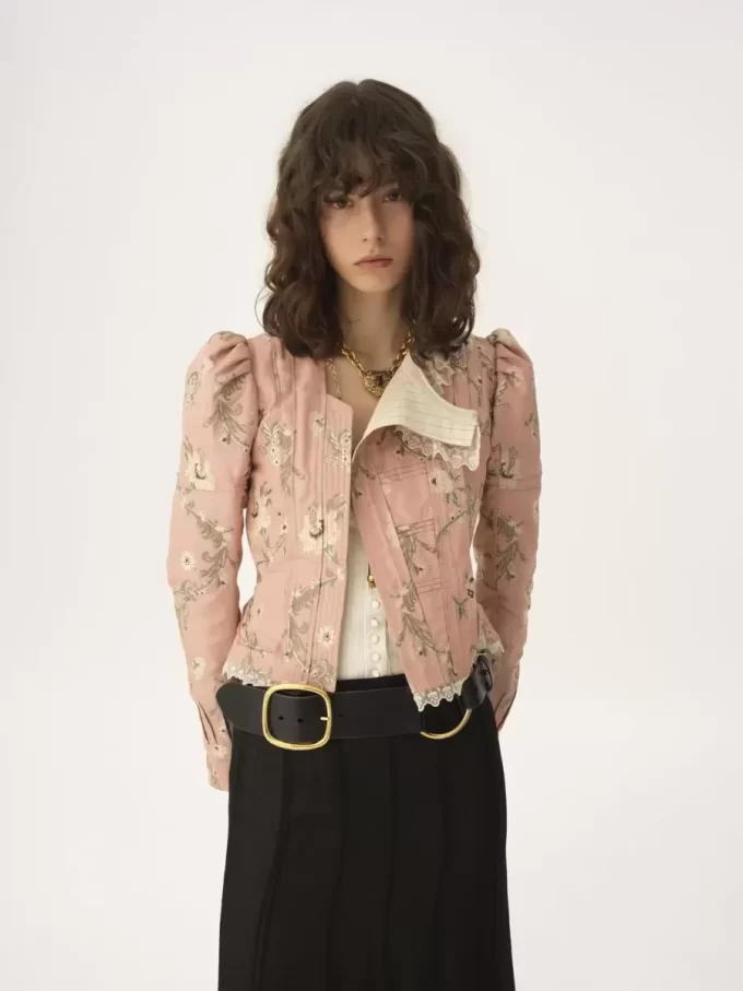 Fitted jacket in taffeta jacquard & lace Fitted jacket in taffeta jacquard & lace