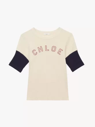 Fitted logo T-shirt in flamé cotton wool Fitted logo T-shirt in flamé cotton wool