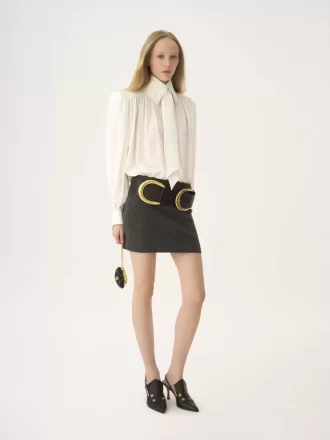Fitted mini skirt in a wool & cashmere knit