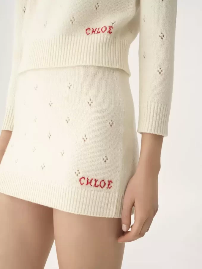 Fitted mini skirt in a wool & cashmere knit Fitted mini skirt in a wool & cashmere knit