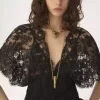 Fitted ruffle top in lace Fitted ruffle top in lace