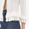 Fitted ruffled cardigan in crochet knit
