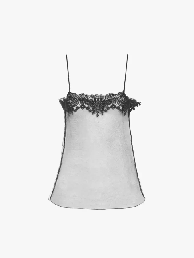 Fitted tank top in embroidered lace Fitted tank top in embroidered lace
