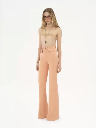 Fitted tank top in embroidered lace