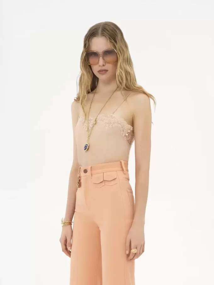 Fitted tank top in embroidered lace Fitted tank top in embroidered lace