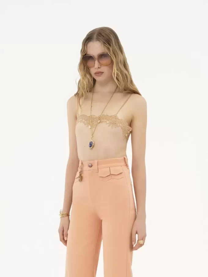 Fitted tank top in embroidered lace Fitted tank top in embroidered lace