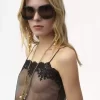 Fitted tank top in embroidered lace Fitted tank top in embroidered lace
