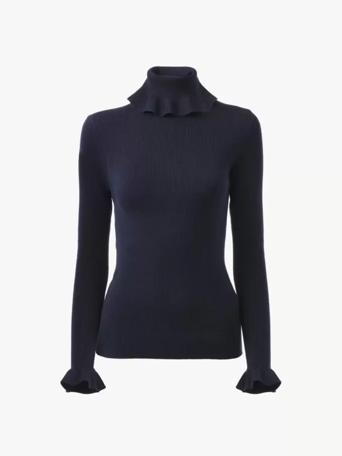 Fitted turtleneck sweater in a cotton & wool knit Fitted turtleneck sweater in a cotton & wool knit