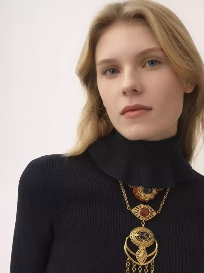 Fitted turtleneck sweater in a cotton & wool knit Fitted turtleneck sweater in a cotton & wool knit