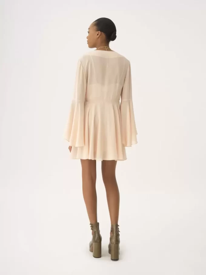 Flared mini dress in silk georgette Flared mini dress in silk georgette